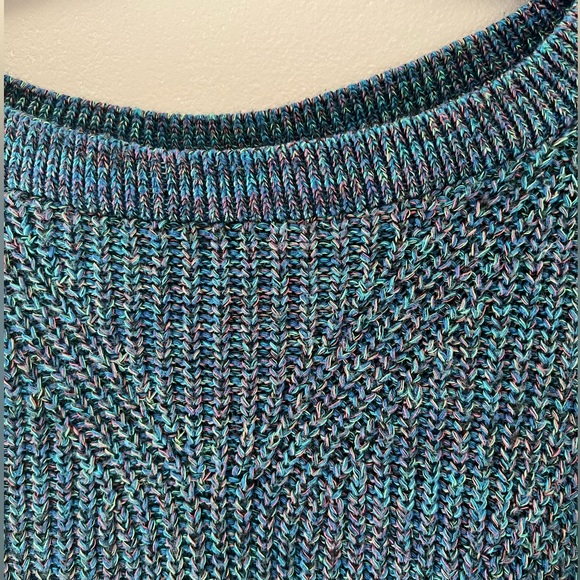 Express Open Back Braided Knit Sweater, Multicolored/Blue - Picture 4 of 7